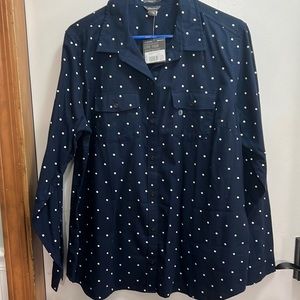 NWT Eddie Bauer Blue polka dot Flannel Classic fit size XL